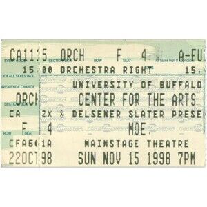 Vintage 1998 moe Concert Ticket Stub Buffalo NY